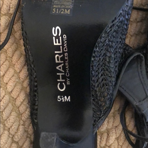 Charles David black lace up heel worn once - Picture 3 of 3